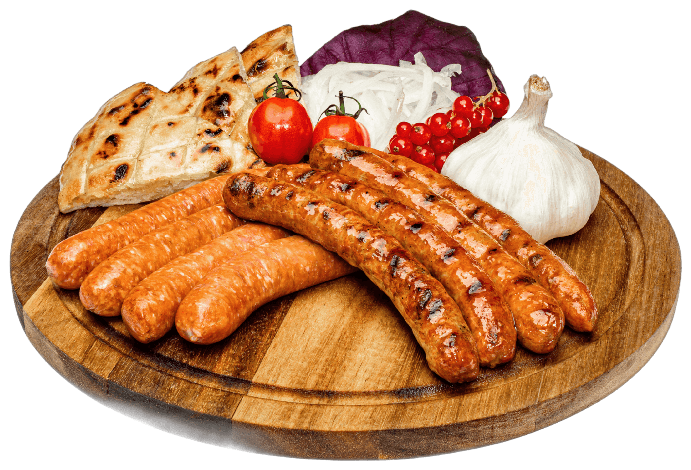 Sudžukice Pikant Grillplatte mit Lepinje und frischen Zutaten