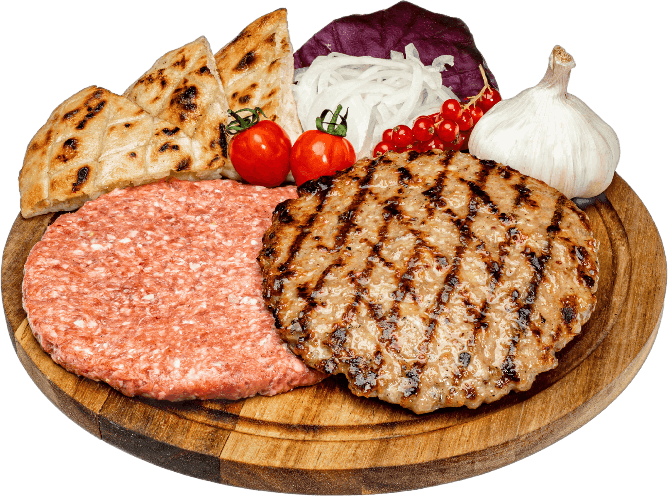 Pljeskavica Grillplatte mit frischen Zutaten